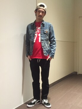 「バレンタインデートスタイル」｜「アイテム（キャップ）」を使った、Junpei  Fukadaさん（メンズ・170cm）の冬コーディネート
