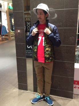 「バレンタインデートスタイル」｜「アイテム（チノパンツ）」を使った、Junpei  Fukadaさん（メンズ・170cm）の冬コーディネート