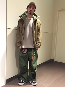 「BURLAP OUTFITTER（バーラップアウトフィッター）のアイテム（ダウンジャケット/コート）」を使った、Junpei  Fukadaさん（メンズ・170cm）の秋コーディネート
