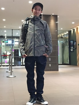 「DOWN ON THE CORNER（ダウンオンザコーナー）のアイテム」を使った、Junpei  Fukadaさん（メンズ・170cm）の冬コーディネート
