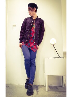 「H&M DIVIDED（エイチアンドエム　ディヴァイデッド）のアイテム（ブルゾン）」を使った、Novさん（メンズ・178cm）の冬コーディネート