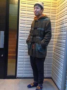 「mercibeaucoup,（メルシーボークー）のアイテム（その他シューズ）」を使った、しんたにさん（メンズ・179cm）の冬コーディネート