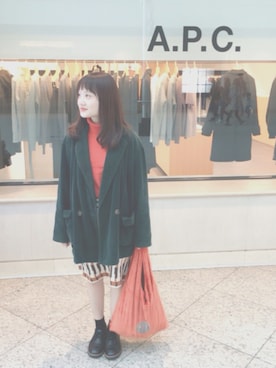 「アイテム（チェスターコート）」を使った、naoさん（レディース・153cm・10代）の秋コーディネート