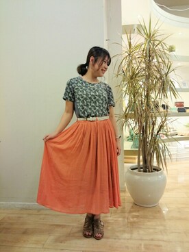「アイテム（スカート、オレンジ系）」を使った、Bou Jeloud博多ゆめタウンさん（レディース・158cm）の夏コーディネート