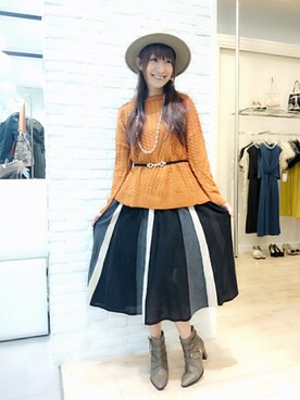 「Bou Jeloud」｜「アイテム（ブーツ）」を使った、Bou Jeloud博多ゆめタウンさん（レディース・162cm）の秋コーディネート