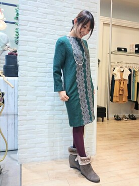 「boujeloud」｜「アイテム（ワンピース/ドレス）」を使った、Bou Jeloud博多ゆめタウンさん（レディース・162cm）の冬コーディネート