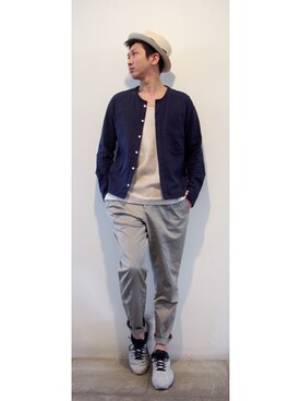 「ノーカラー」｜「アイテム（その他アウター）」を使った、nobuさん（メンズ・178cm）の春コーディネート
