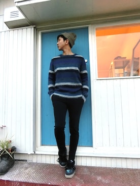 「THREE BLIND MICE（スリーブラインドマイス）のアイテム（スラックス）」を使った、nobuさん（メンズ・178cm）の秋コーディネート