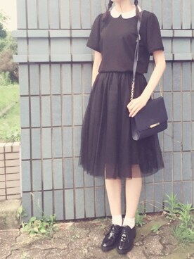 MAYUKOさんの「エムトロワ　バックスタイルがかわいい丸衿トップス」を使ったコーディネート