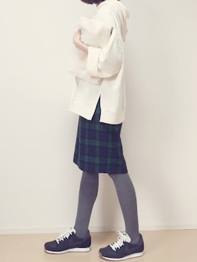 「靴下屋（クツシタヤ）のTABIO LEG LABO/ ふわふわ裏起毛アンゴラ混タイツ（タイツ/ストッキング）」を使った、MAYUKOさん（レディース・163cm）の秋コーディネート