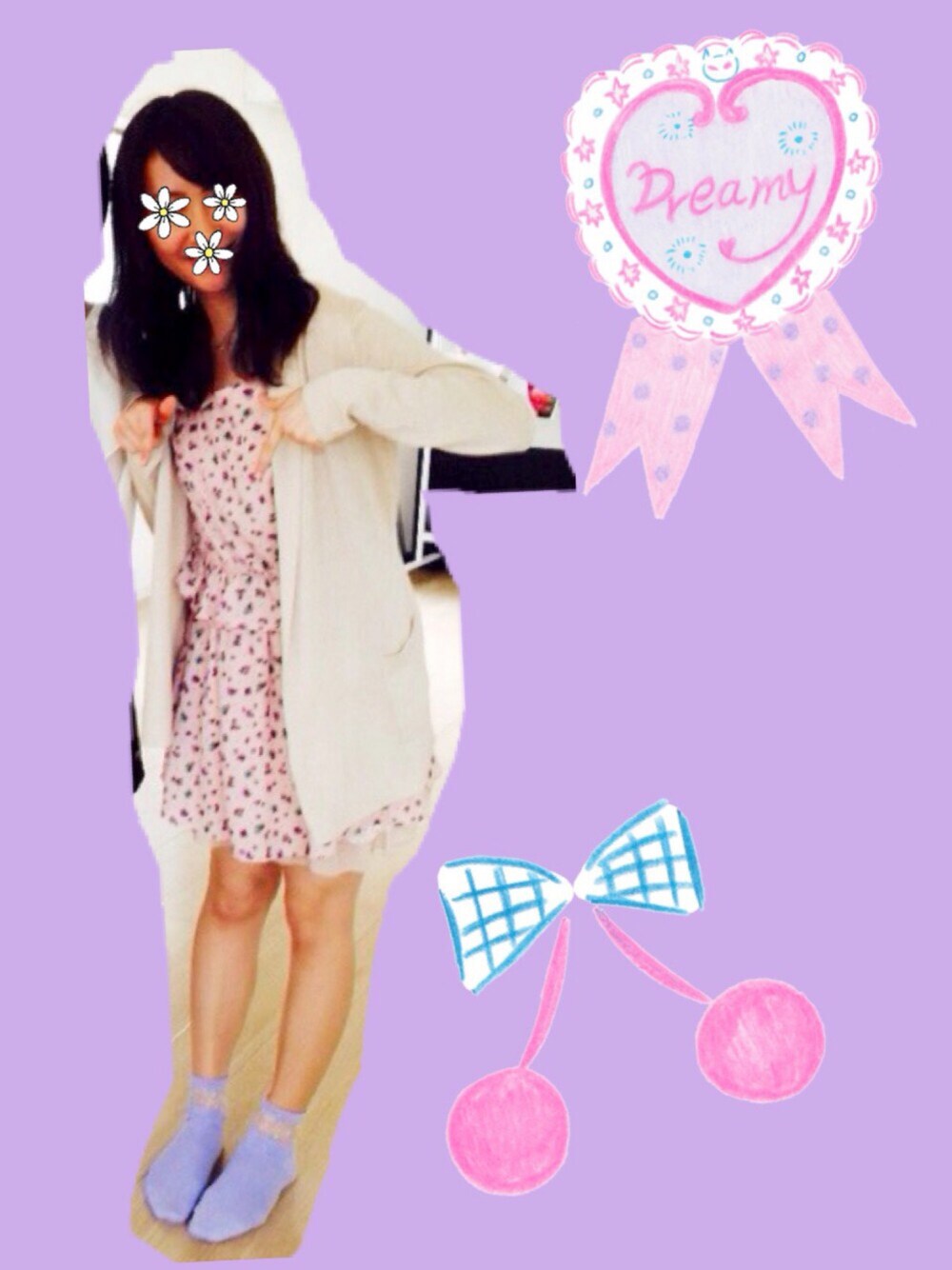 ピンク系のワンピース、ベージュ系のスカート、ベージュ系のカーディガン/ボレロを着用したレディースの春コーディネートの1枚目の写真