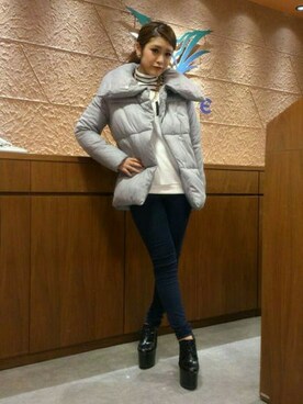 「VENCEEXCHANGE（ヴァンスエクスチェンジ）のアイテム（ダウンジャケット/コート）」を使った、chiapiさん（レディース・157cm）の冬コーディネート