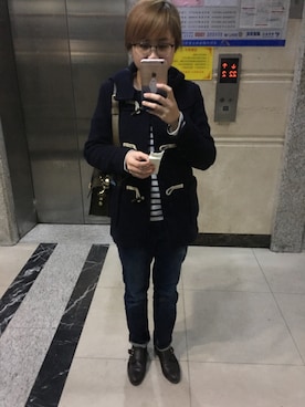 「アイテム（メッセンジャーバッグ、グリーン系）」を使った、派翠派翠さん（レディース・161cm）の冬コーディネート