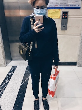 「アイテム（メッセンジャーバッグ、グリーン系）」を使った、派翠派翠さん（レディース・161cm）の冬コーディネート