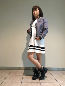 「アキコーデ」｜「アイテム（ナイロンジャケット）」を使った、ayanaさん（レディース・158cm）の夏コーディネート