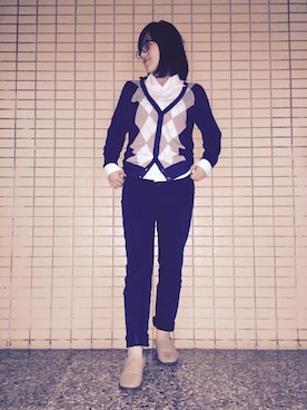 「NET（ネット）のアイテム（ノーカラージャケット）」を使った、see ingさん（レディース・155cm）の秋コーディネート