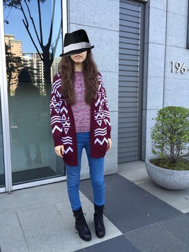 「NET（ネット）のアイテム（ピーコート）」を使った、see ingさん（レディース・170cm）の冬コーディネート
