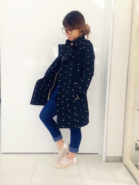 「レースアップシューズ」｜「アイテム（トレンチコート）」を使った、YOSSYさん（レディース・157cm）の春コーディネート