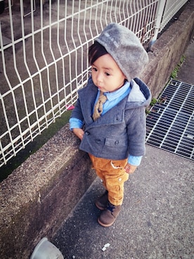 「GAP（ギャップ）のアイテム（ピーコート）」を使った、hiiragiさん（キッズ・80cm）の秋コーディネート