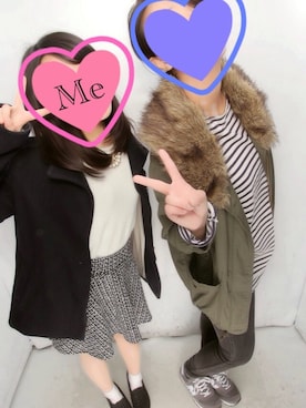 「バレンタインデートスタイル」｜「アイテム（その他シューズ）」を使った、れー↑さん（レディース・154cm）の冬コーディネート