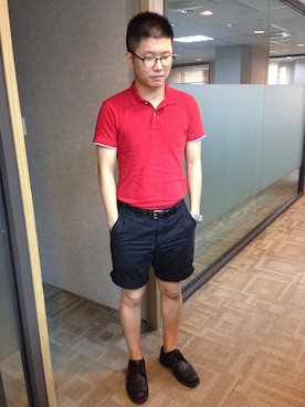 「ESPRIT（エスプリ）のアイテム（トップス）」を使った、Pitttangさん（メンズ・173cm）の夏コーディネート
