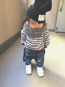 「FENDI（フェンディ）のアイテム」を使った、emamonさん（キッズ・70cm）の冬コーディネート