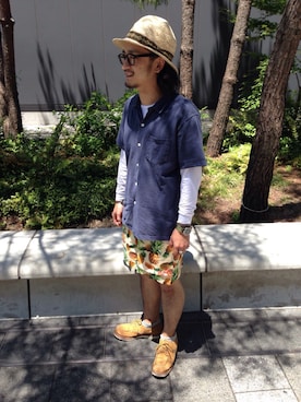 「Good On（グッドオン）のアイテム」を使った、坪山　恭大さん（メンズ・165cm）の夏コーディネート