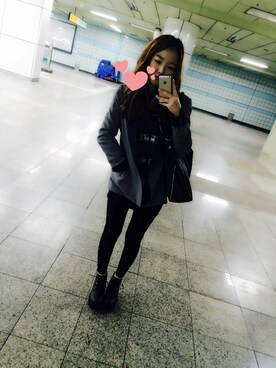 「gray」｜「アイテム（スタジャン）」を使った、Yunaさん（レディース・153cm）の秋コーディネート