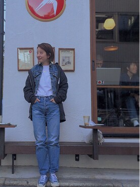 「アイテム（デニムジャケット）」を使った、MEIMUさん（レディース・160cm）の夏コーディネート