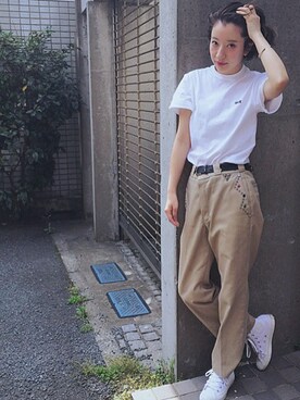 「アイテム（チノパンツ）」を使った、MEIMUさん（レディース・160cm）の夏コーディネート