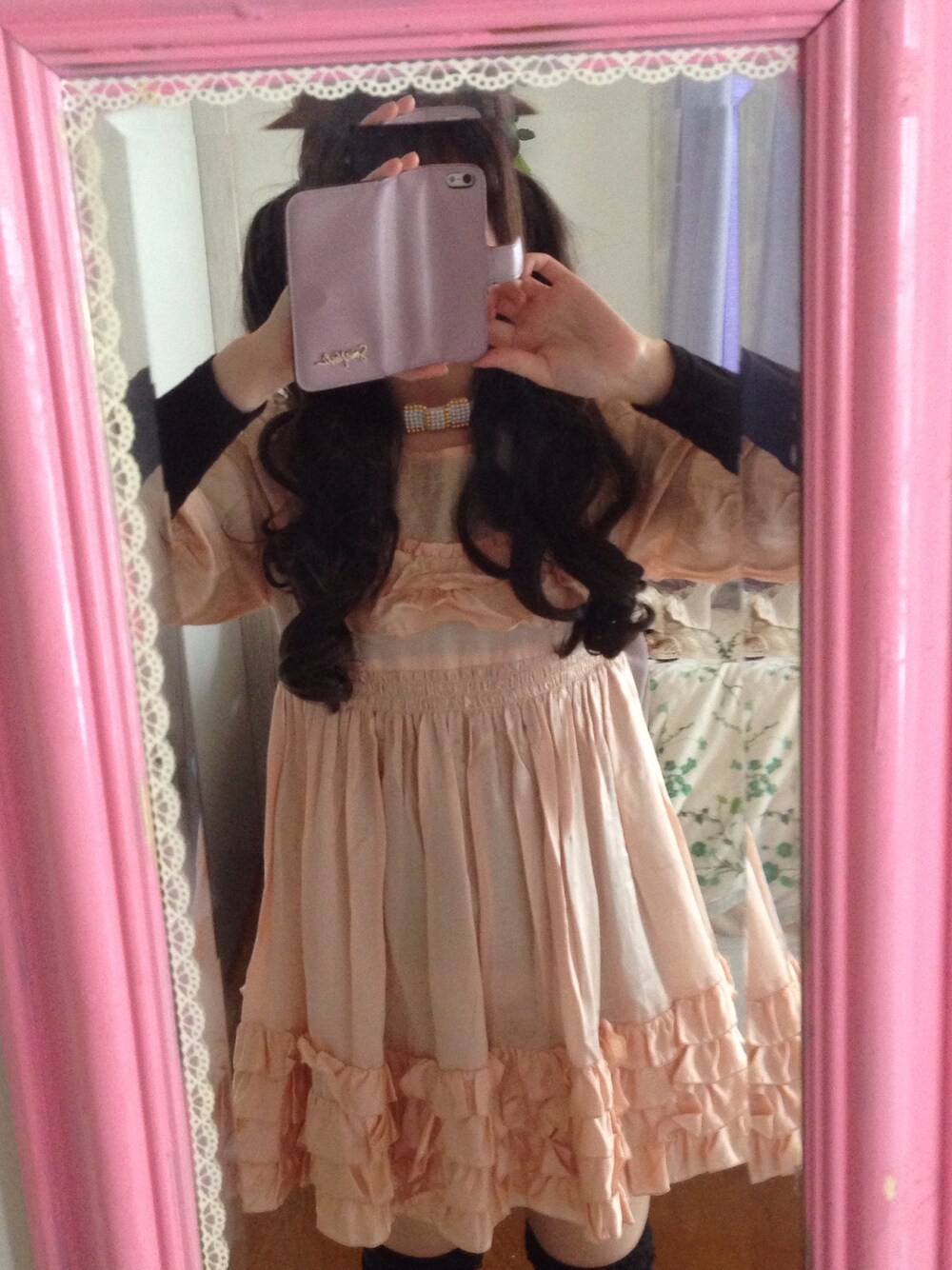「syrup.のアイテム（チュニック、ピンク系）」を使った、めぽちフィールドさん（レディース・151cm）の秋コーディネートの1枚目の写真