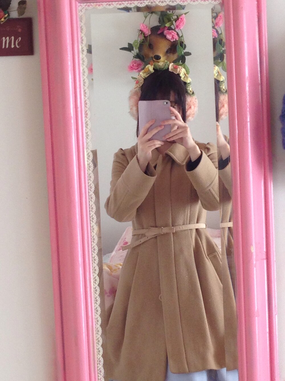 「JILL STUARTのアイテム（その他アウター、ベージュ系）」を使った、めぽちフィールドさん（レディース・151cm）の冬コーディネートの1枚目の写真