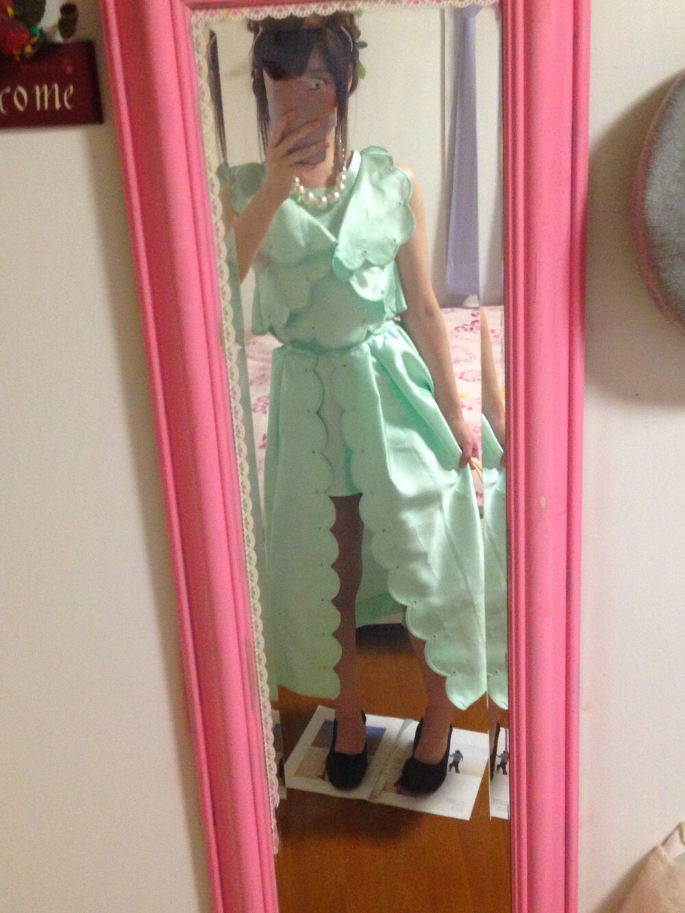 「aliceMcCALLのアイテム（その他パンツ、グリーン系）」を使った、めぽちフィールドさん（レディース・151cm）の冬コーディネートの1枚目の写真