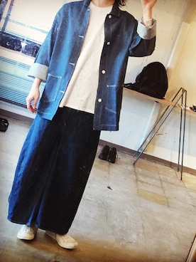「袴」｜「アイテム（デニムジャケット）」を使った、alexanderさん（メンズ・183cm）の秋コーディネート
