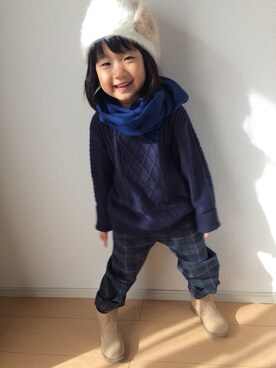 「Right-on KIDS（ライトオンキッズ）のアイテム（ニット/セーター）」を使った、miharu｡:*☆さん（キッズ・90cm）の秋コーディネート