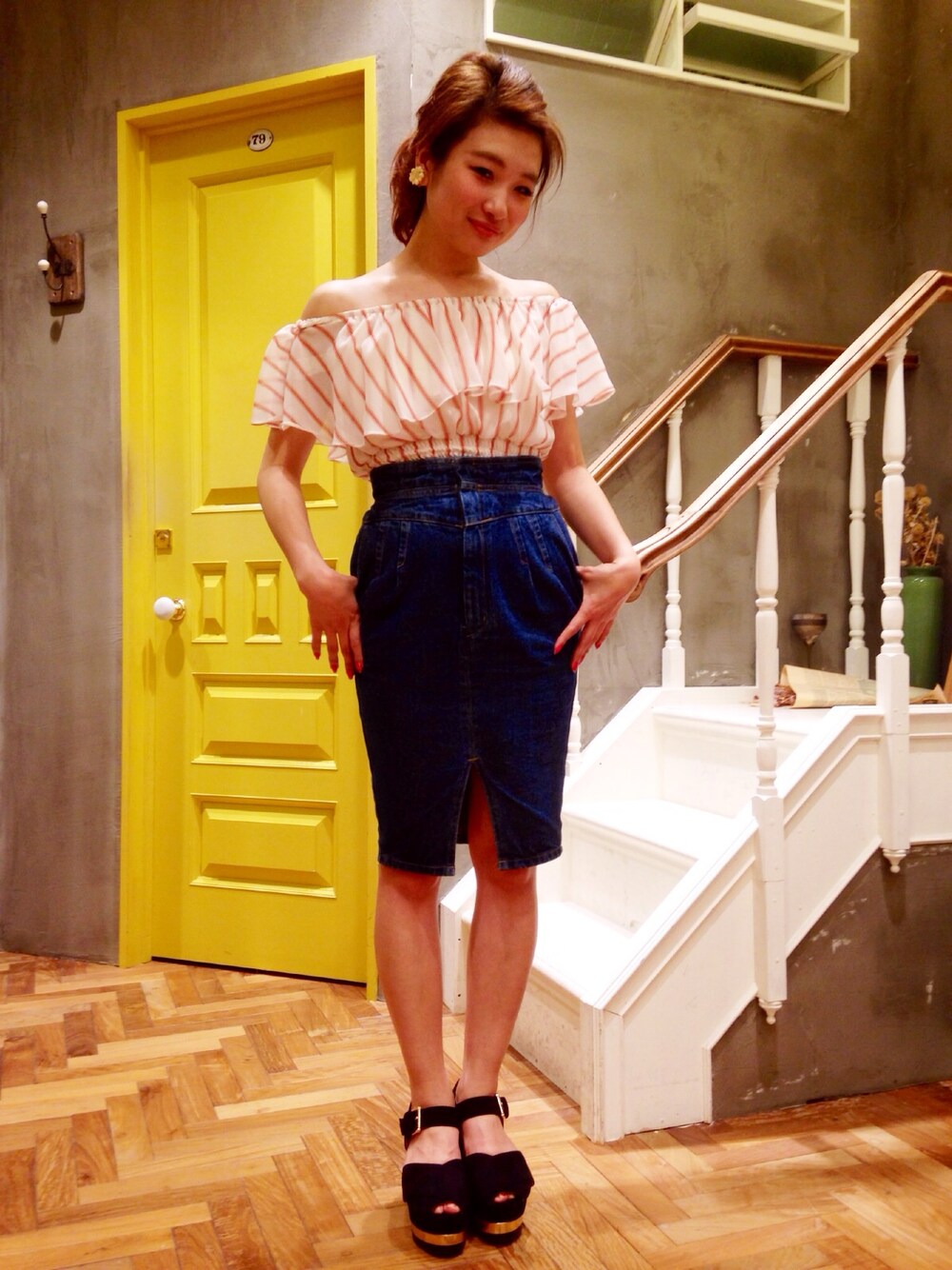 yumi kanoさんの「ハイウエストタックタイトスカート（SNIDEL）」を使ったコーディネート