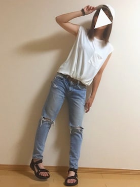 「ADPOSION（アドポーション）のアイテム（アナログ腕時計）」を使った、Nanaさん（レディース・163cm）の夏コーディネート