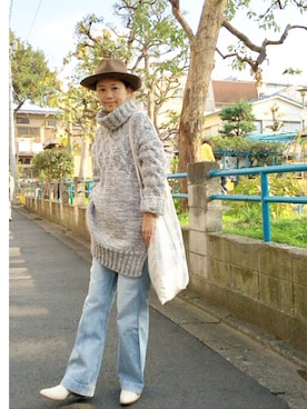 「rag & bone（ラグアンドボーン）のアイテム（帽子）」を使った、shikica&kiira 渡辺一美さん（レディース・158cm）の秋コーディネート