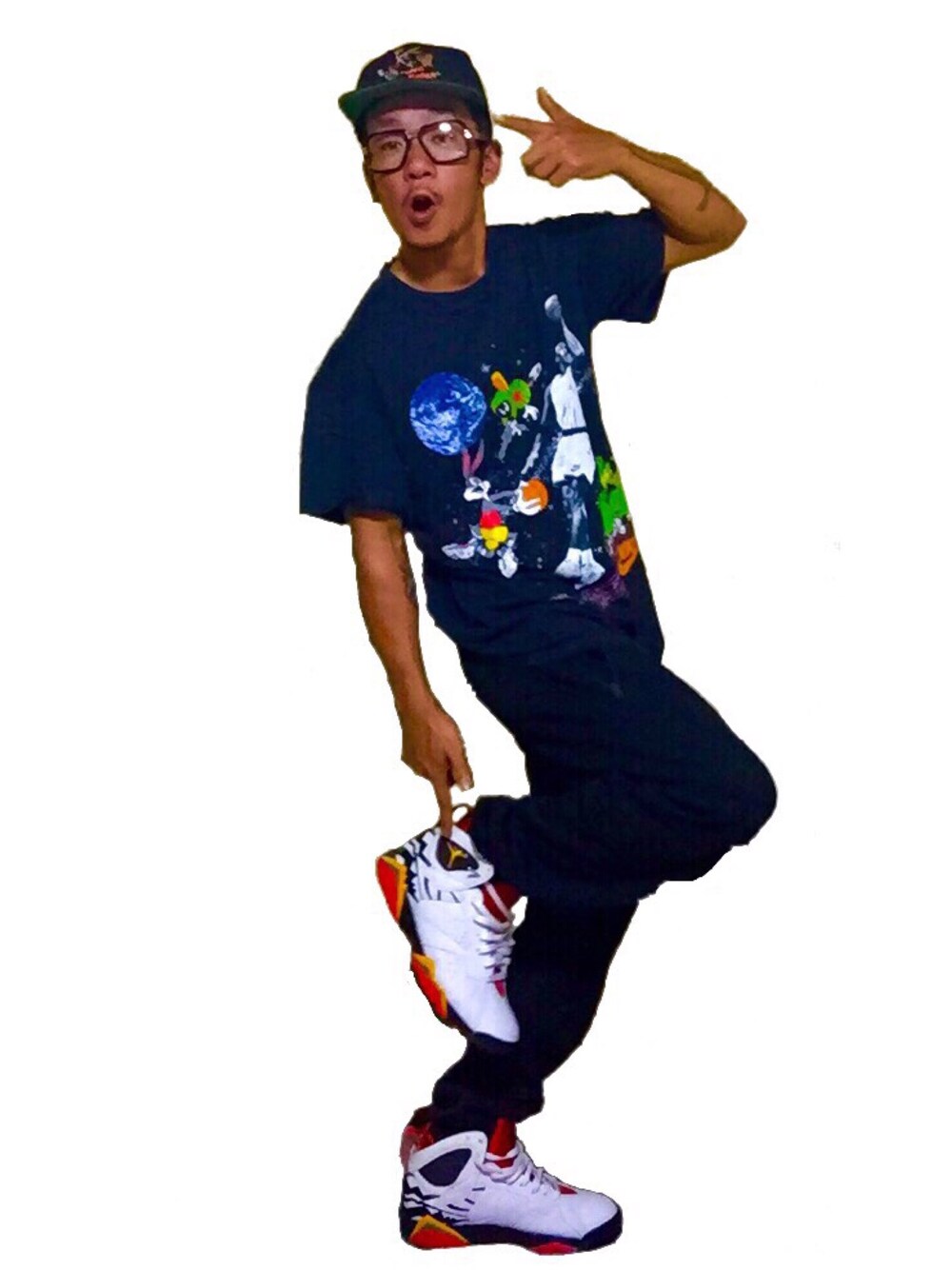 「90’s、vintage、NIKE、AIR JORDAN、cazal、airjordan7、AJ7」｜「NIKEのアイテム（Tシャツ/カットソー、ブラック系）」を使った、今は無理メーンさん（メンズ・171cm）の秋コーディネートの1枚目の写真