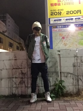 「Jordan」｜「アイテム（MA-1）」を使った、ross1998さん（メンズ・165cm）の春コーディネート