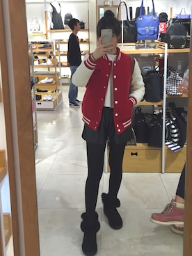 「Honeys（ハニーズ）のアイテム（スタジャン）」を使った、Auntie Liuさん（レディース・162cm）の冬コーディネート