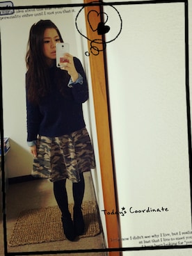 「アイテム（デニムスカート、グレー系）」を使った、a i.‥. さん（レディース・155cm）の冬コーディネート