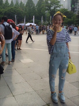 「LouisVuitton」｜「アイテム（つなぎ/オールインワン）」を使った、Alicia윤슈미さん（レディース・162cm）の夏コーディネート