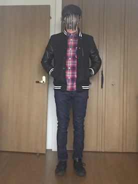 「tk.TAKEO KIKUCHI（ティーケータケオキクチ）のアイテム（スタジャン）」を使った、サスラーさん（メンズ・178cm）の秋コーディネート
