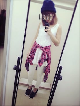 「オールホワイト」｜「アイテム（チュニック）」を使った、Hiroさん（レディース・161cm）の春コーディネート