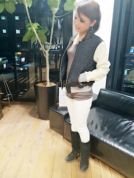「L.H.P（エルエイチピー）のアイテム（ブルゾン）」を使った、nanae  sakataさん（レディース・153cm）の春コーディネート
