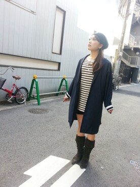 「L.H.P（エルエイチピー）のアイテム（ステンカラーコート）」を使った、nanae  sakataさん（レディース・153cm）の春コーディネート