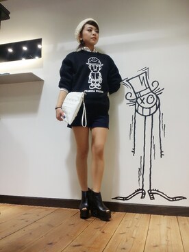「L.H.P（エルエイチピー）のアイテム（ニットキャップ/ビーニー）」を使った、nanae  sakataさん（レディース・153cm）の秋コーディネート