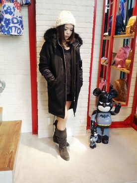 「L.H.P（エルエイチピー）のアイテム（ニットキャップ/ビーニー）」を使った、nanae  sakataさん（レディース・153cm）の秋コーディネート