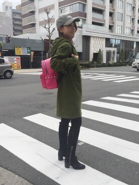 「L.H.P（エルエイチピー）のアイテム（キャップ）」を使った、nanae  sakataさん（レディース・153cm）の冬コーディネート